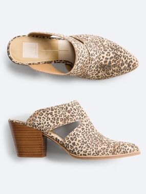 Dolce Vita Leopard Print Suede Block Heel Mule